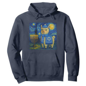 Starry Hanukkah Night Hoodie Funny Llama Jewish Holiday Gift TS12 Navy Print Your Wear