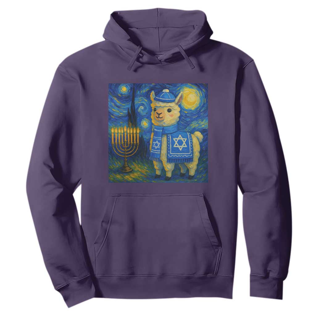 Starry Hanukkah Night Hoodie Funny Llama Jewish Holiday Gift TS12 Purple Print Your Wear