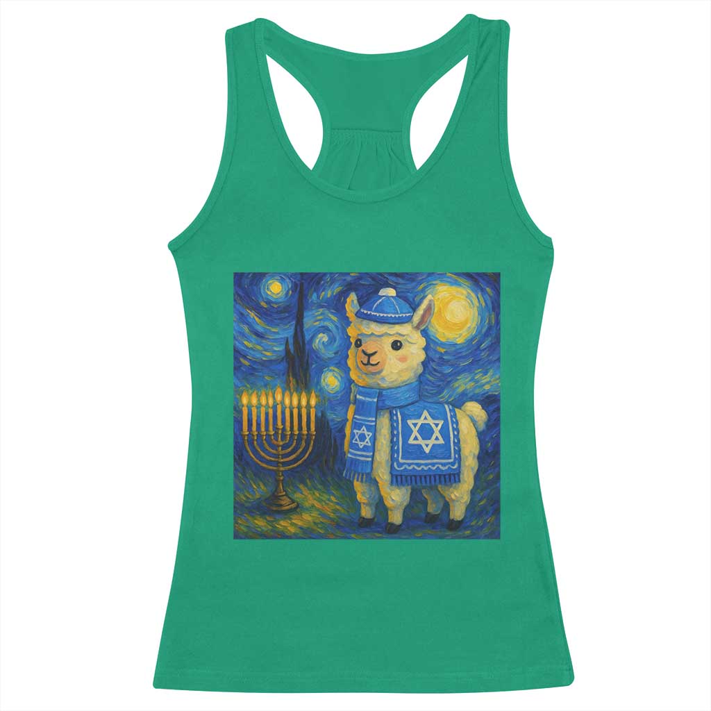 Starry Hanukkah Night Racerback Tank Top Funny Llama Jewish Holiday Gift TS12 Irish Green Print Your Wear