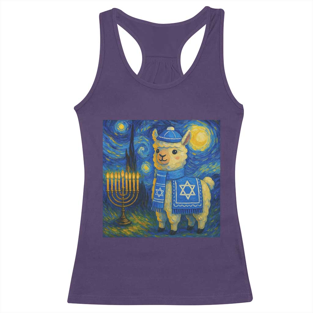 Starry Hanukkah Night Racerback Tank Top Funny Llama Jewish Holiday Gift TS12 Purple Print Your Wear