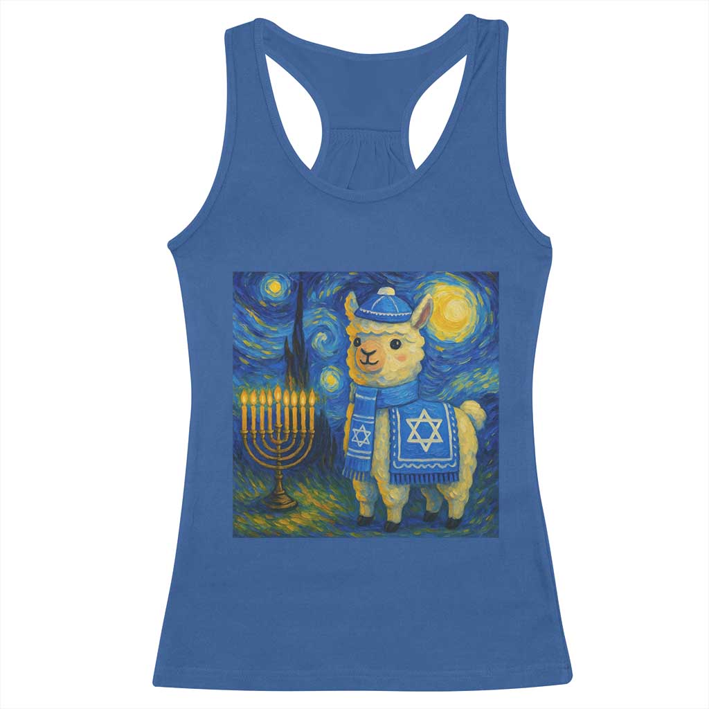 Starry Hanukkah Night Racerback Tank Top Funny Llama Jewish Holiday Gift TS12 Royal Blue Print Your Wear