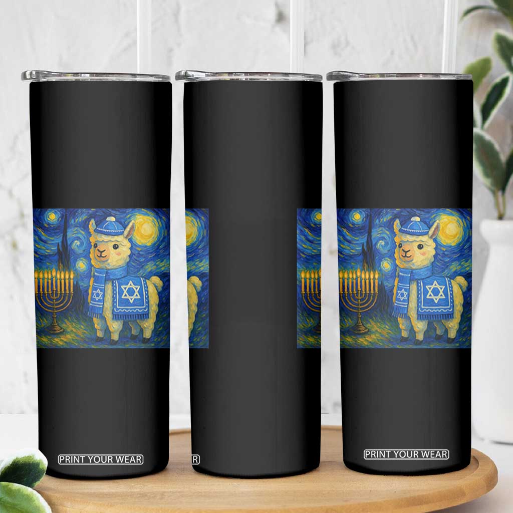 Starry Hanukkah Night Skinny Tumbler Funny Llama Jewish Holiday Gift TS12 Print Your Wear