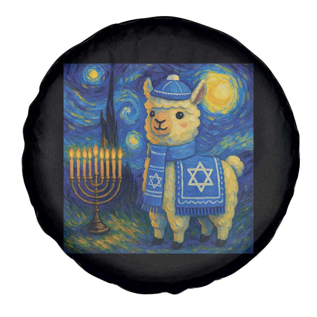 Starry Hanukkah Night Spare Tire Cover Funny Llama Jewish Holiday Gift - Print Your Wear
