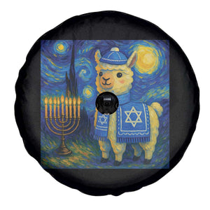 Starry Hanukkah Night Spare Tire Cover Funny Llama Jewish Holiday Gift - Print Your Wear