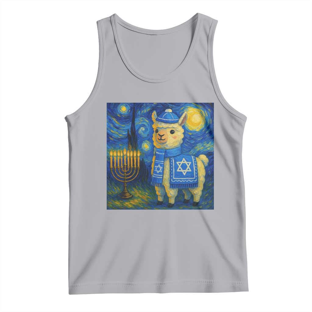 Starry Hanukkah Night Tank Top Funny Llama Jewish Holiday Gift TS12 Athletic Heather Print Your Wear