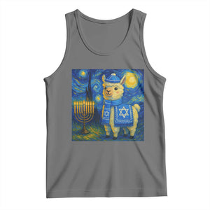 Starry Hanukkah Night Tank Top Funny Llama Jewish Holiday Gift TS12 Black Heather Print Your Wear