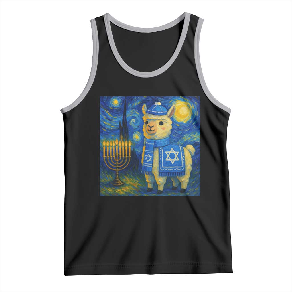 Starry Hanukkah Night Tank Top Funny Llama Jewish Holiday Gift TS12 Black Athletic Heather Print Your Wear