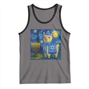Starry Hanukkah Night Tank Top Funny Llama Jewish Holiday Gift TS12 Deep Heather Black Print Your Wear