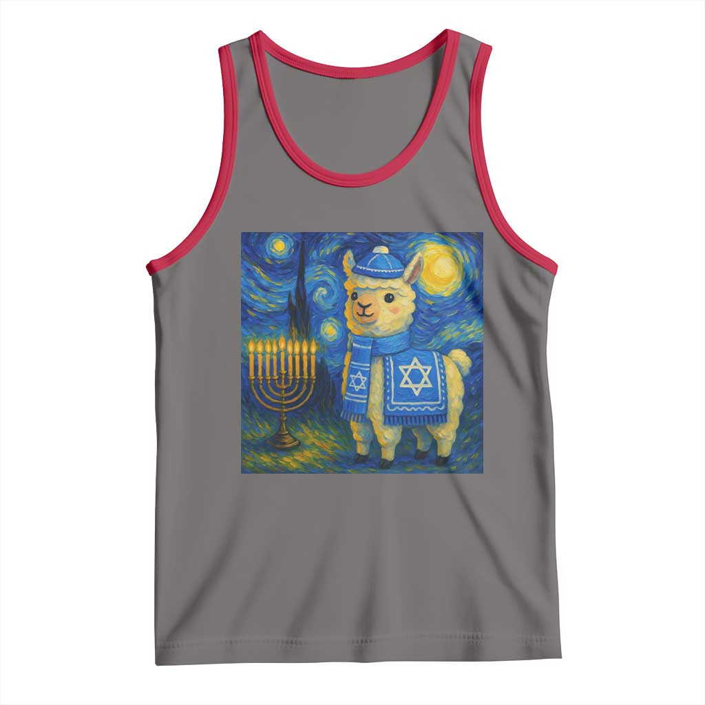 Starry Hanukkah Night Tank Top Funny Llama Jewish Holiday Gift TS12 Deep Heather Red Print Your Wear