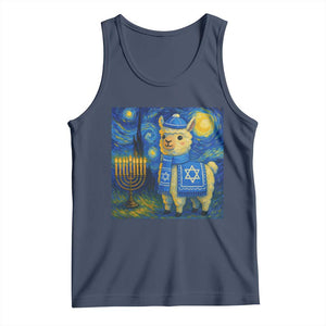 Starry Hanukkah Night Tank Top Funny Llama Jewish Holiday Gift TS12 Navy Print Your Wear