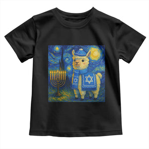 Starry Hanukkah Night Toddler T Shirt Funny Llama Jewish Holiday Gift TS12 Black Print Your Wear