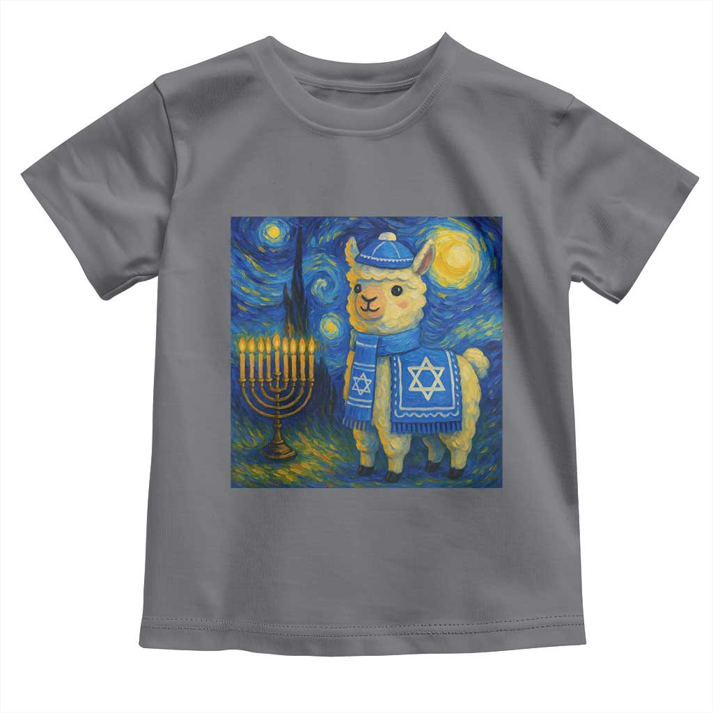 Starry Hanukkah Night Toddler T Shirt Funny Llama Jewish Holiday Gift TS12 Charcoal Print Your Wear