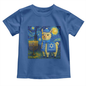 Starry Hanukkah Night Toddler T Shirt Funny Llama Jewish Holiday Gift TS12 Royal Blue Print Your Wear