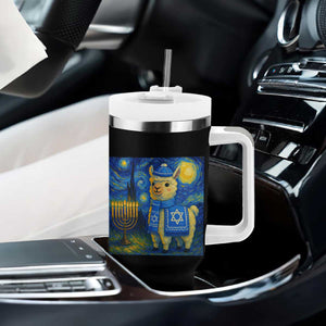 Starry Hanukkah Night Tumbler With Handle Funny Llama Jewish Holiday Gift TS12 Print Your Wear