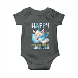 Funny Happy Llamakkah Baby Onesie Cute Llama Jewish Holiday Gift TS12 Dark Heather Print Your Wear