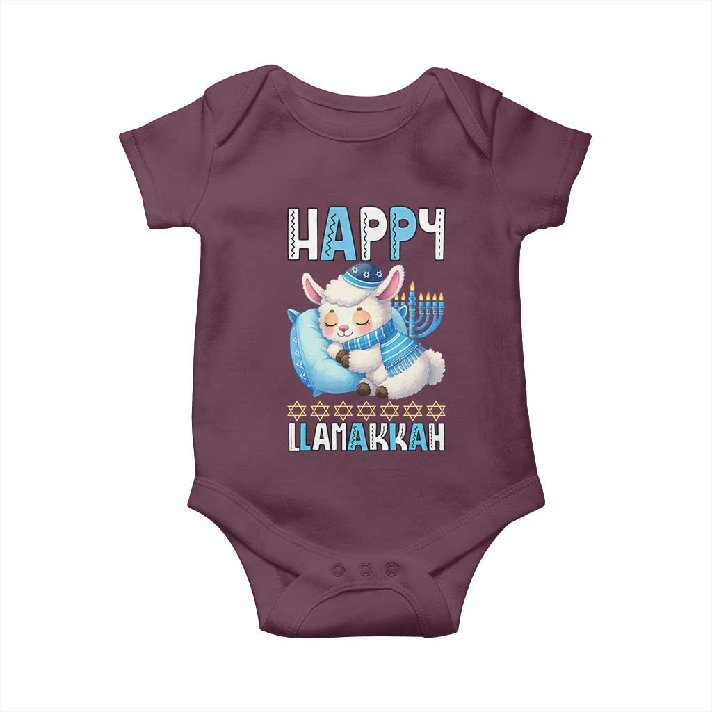 Funny Happy Llamakkah Baby Onesie Cute Llama Jewish Holiday Gift TS12 Maroon Print Your Wear