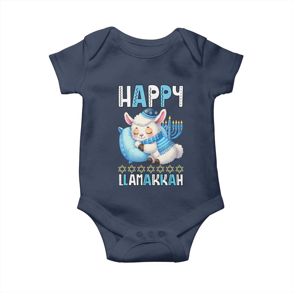Funny Happy Llamakkah Baby Onesie Cute Llama Jewish Holiday Gift TS12 Navy Print Your Wear