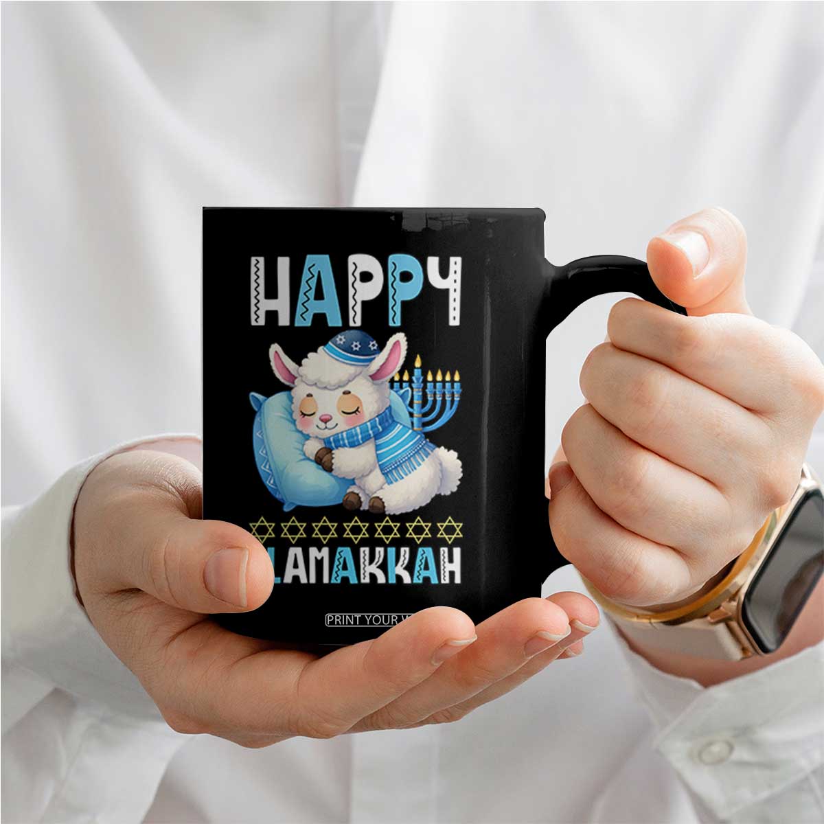 Funny Happy Llamakkah Coffee Mug Cute Llama Jewish Holiday Gift TS12 Print Your Wear