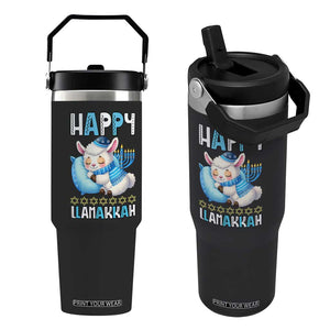 Funny Happy Llamakkah Flip Straw Tumbler Cute Llama Jewish Holiday Gift TS12 One Size: 30 oz Black Print Your Wear