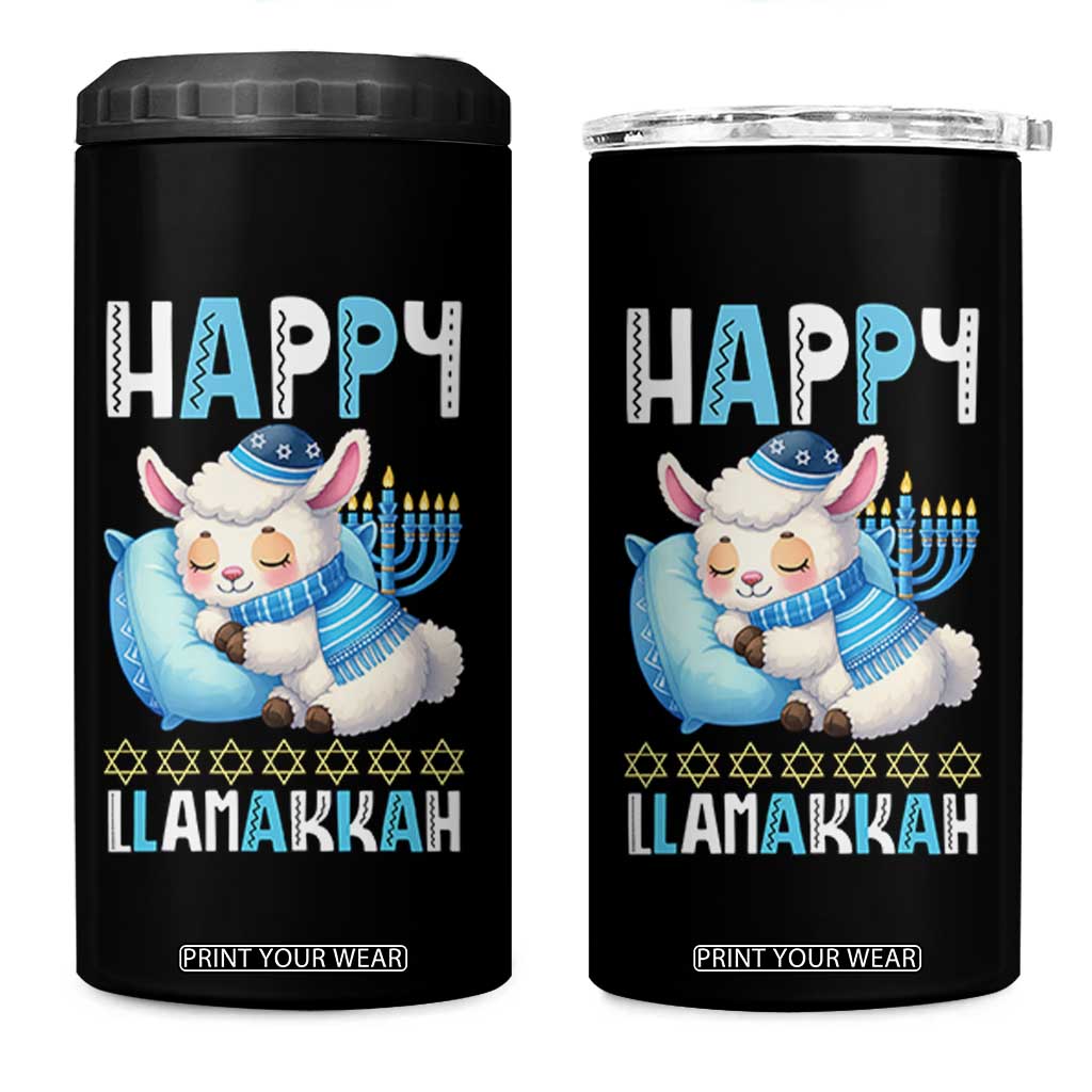 Funny Happy Llamakkah 4 in 1 Can Cooler Tumbler Cute Llama Jewish Holiday Gift TS12 One Size: 16 oz Black Print Your Wear