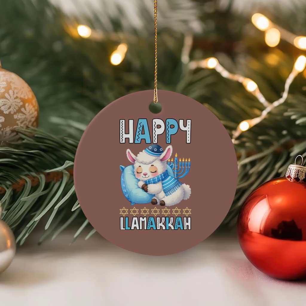 Funny Happy Llamakkah Ceramic Ornament Cute Llama Jewish Holiday Gift TS12 1pc Mocha Print Your Wear