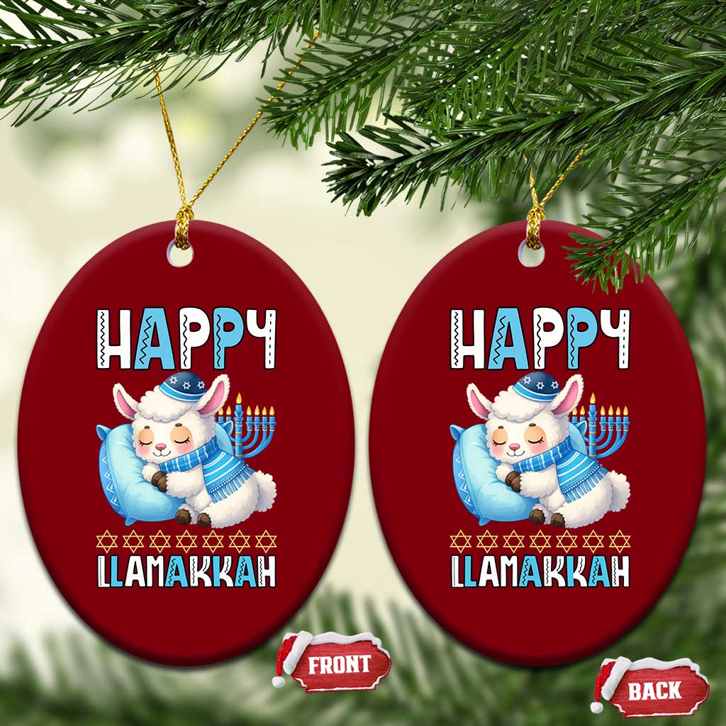 Funny Happy Llamakkah Ceramic Ornament Cute Llama Jewish Holiday Gift TS12 Print Your Wear
