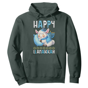 Funny Happy Llamakkah Hoodie Cute Llama Jewish Holiday Gift TS12 Dark Forest Green Print Your Wear