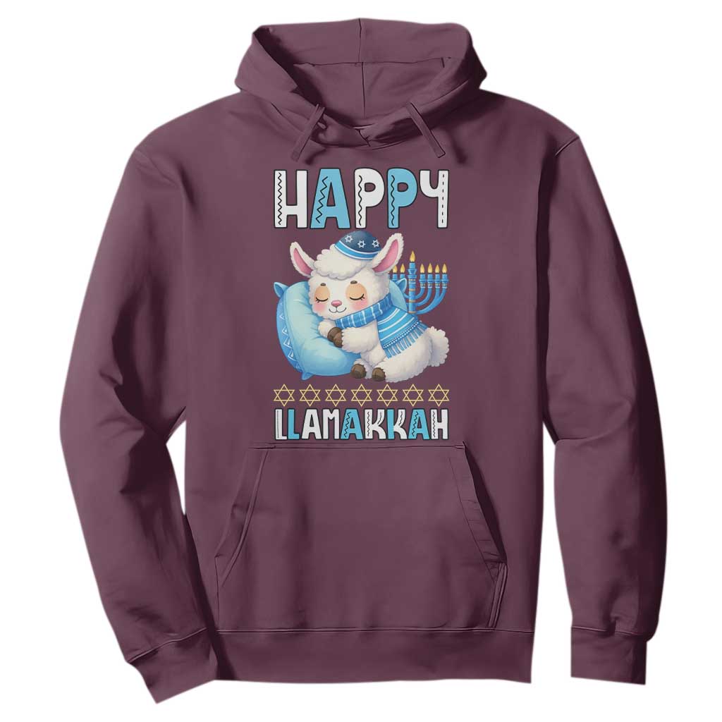 Funny Happy Llamakkah Hoodie Cute Llama Jewish Holiday Gift TS12 Maroon Print Your Wear
