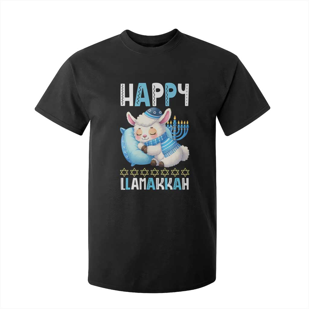 Funny Happy Llamakkah T Shirt For Kid Cute Llama Jewish Holiday Gift TS12 Black Print Your Wear