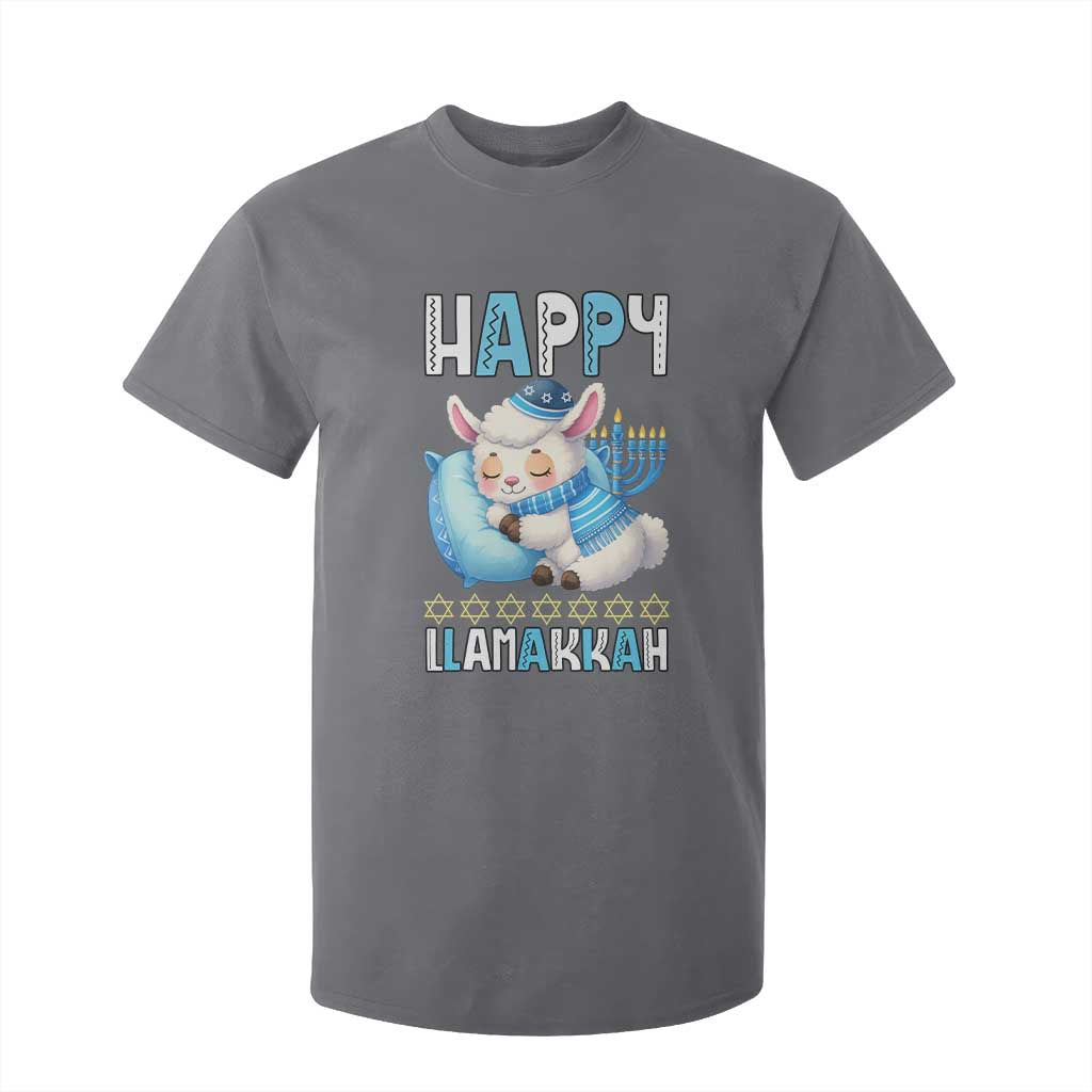Funny Happy Llamakkah T Shirt For Kid Cute Llama Jewish Holiday Gift TS12 Charcoal Print Your Wear