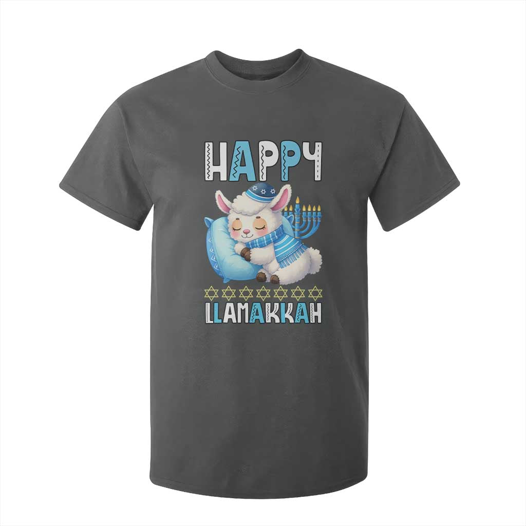 Funny Happy Llamakkah T Shirt For Kid Cute Llama Jewish Holiday Gift TS12 Dark Heather Print Your Wear