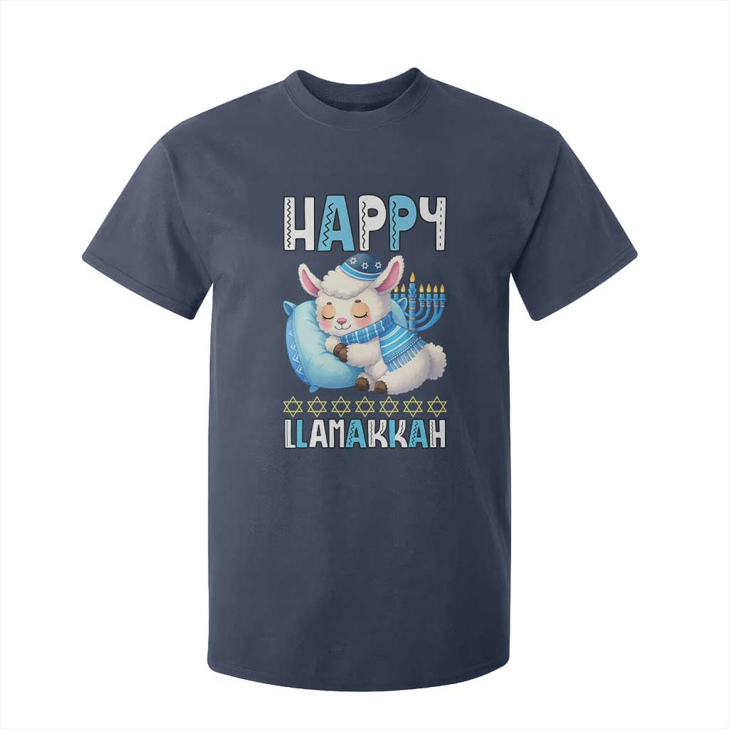 Funny Happy Llamakkah T Shirt For Kid Cute Llama Jewish Holiday Gift TS12 Navy Print Your Wear