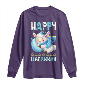 Funny Happy Llamakkah Long Sleeve Shirt Cute Llama Jewish Holiday Gift TS12 Purple Print Your Wear