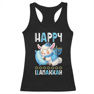 Funny Happy Llamakkah Racerback Tank Top Cute Llama Jewish Holiday Gift TS12 Black Print Your Wear