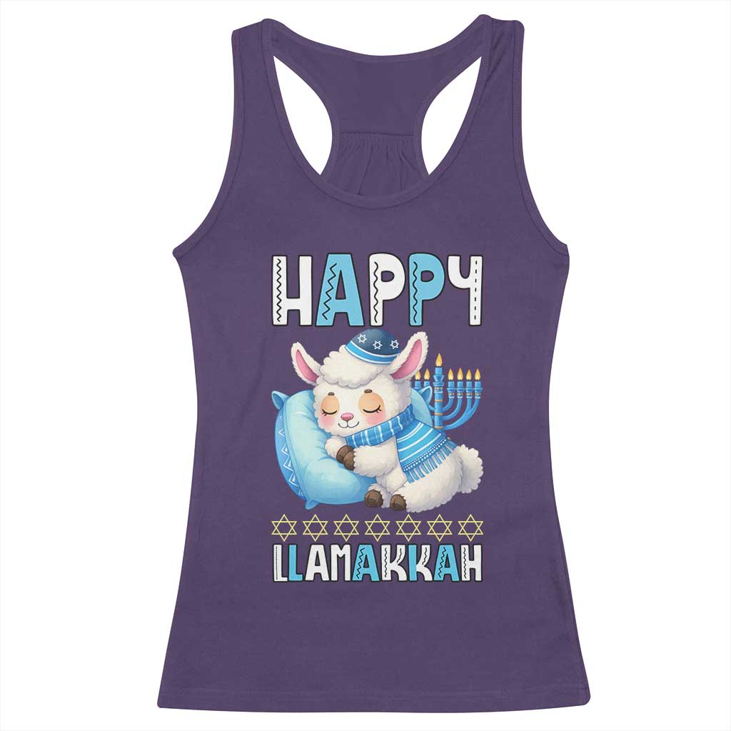 Funny Happy Llamakkah Racerback Tank Top Cute Llama Jewish Holiday Gift TS12 Purple Print Your Wear
