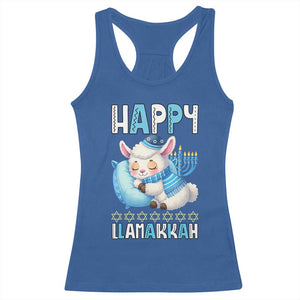 Funny Happy Llamakkah Racerback Tank Top Cute Llama Jewish Holiday Gift TS12 Royal Blue Print Your Wear
