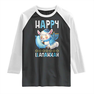 Funny Happy Llamakkah Raglan Shirt Cute Llama Jewish Holiday Gift TS12 Black White Print Your Wear