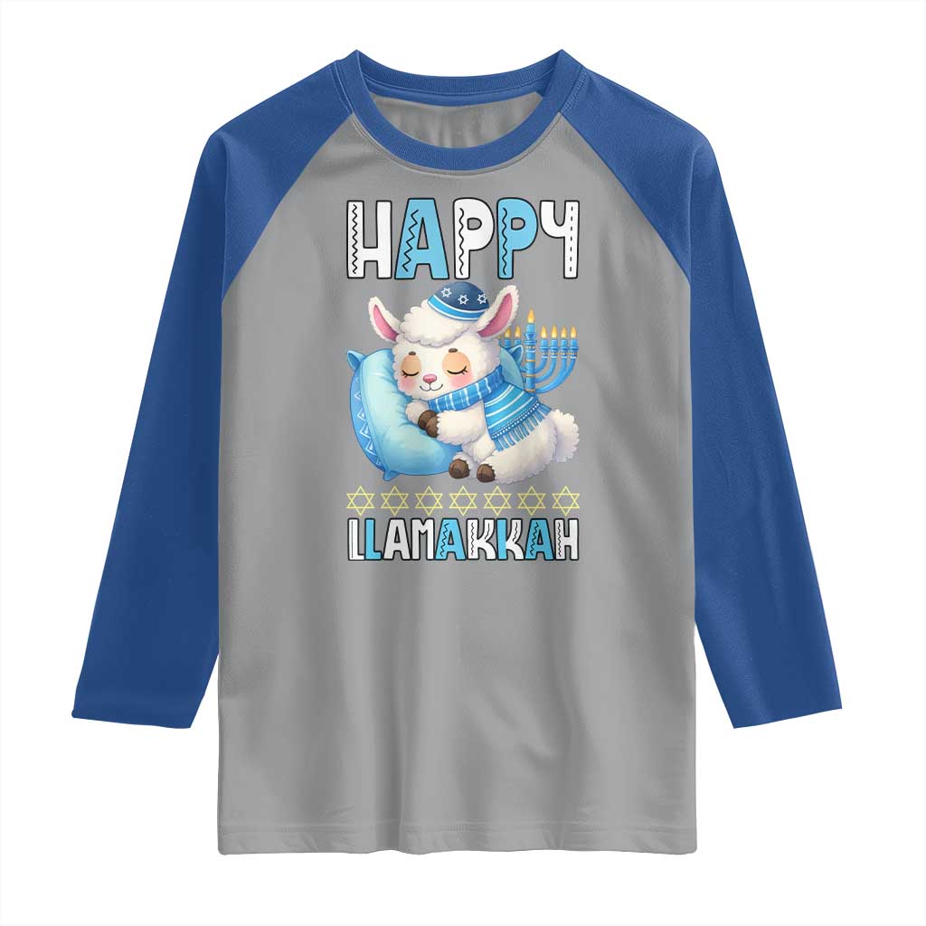 Funny Happy Llamakkah Raglan Shirt Cute Llama Jewish Holiday Gift TS12 Sport Gray Royal Print Your Wear