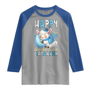 Funny Happy Llamakkah Raglan Shirt Cute Llama Jewish Holiday Gift TS12 Sport Gray Royal Print Your Wear