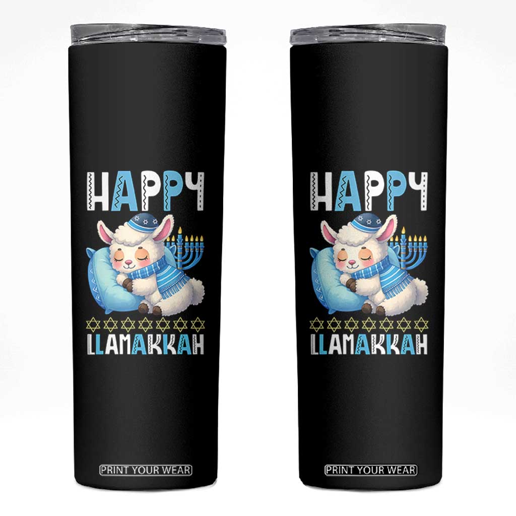 Funny Happy Llamakkah Skinny Tumbler Cute Llama Jewish Holiday Gift TS12 Black Print Your Wear