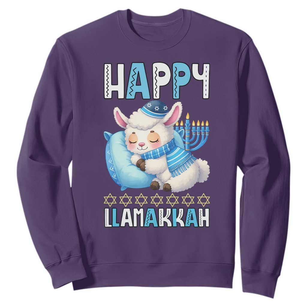 Funny Happy Llamakkah Sweatshirt Cute Llama Jewish Holiday Gift TS12 Purple Print Your Wear