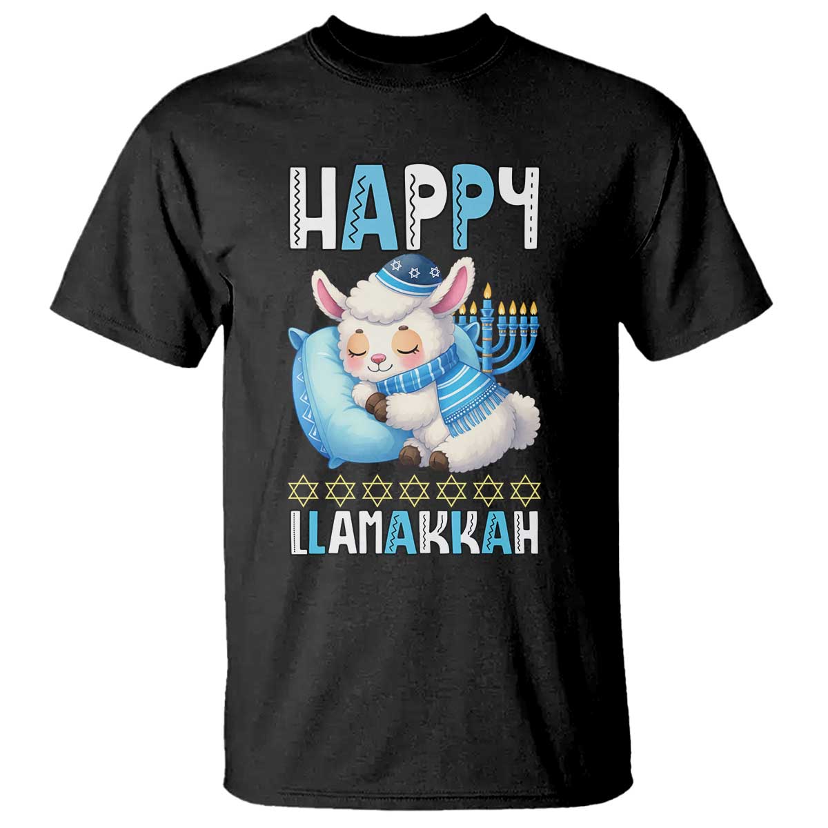 Funny Happy Llamakkah T Shirt Cute Llama Jewish Holiday Gift TS12 Black Print Your Wear