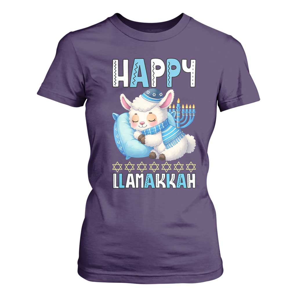 Funny Happy Llamakkah T Shirt For Women Cute Llama Jewish Holiday Gift TS12 Purple Print Your Wear