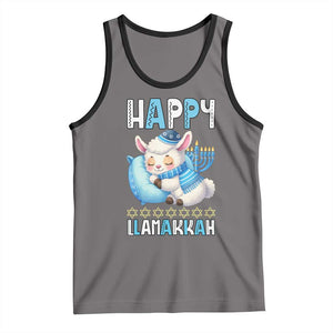 Funny Happy Llamakkah Tank Top Cute Llama Jewish Holiday Gift TS12 Deep Heather Black Print Your Wear