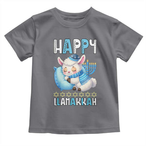 Funny Happy Llamakkah Toddler T Shirt Cute Llama Jewish Holiday Gift TS12 Charcoal Print Your Wear