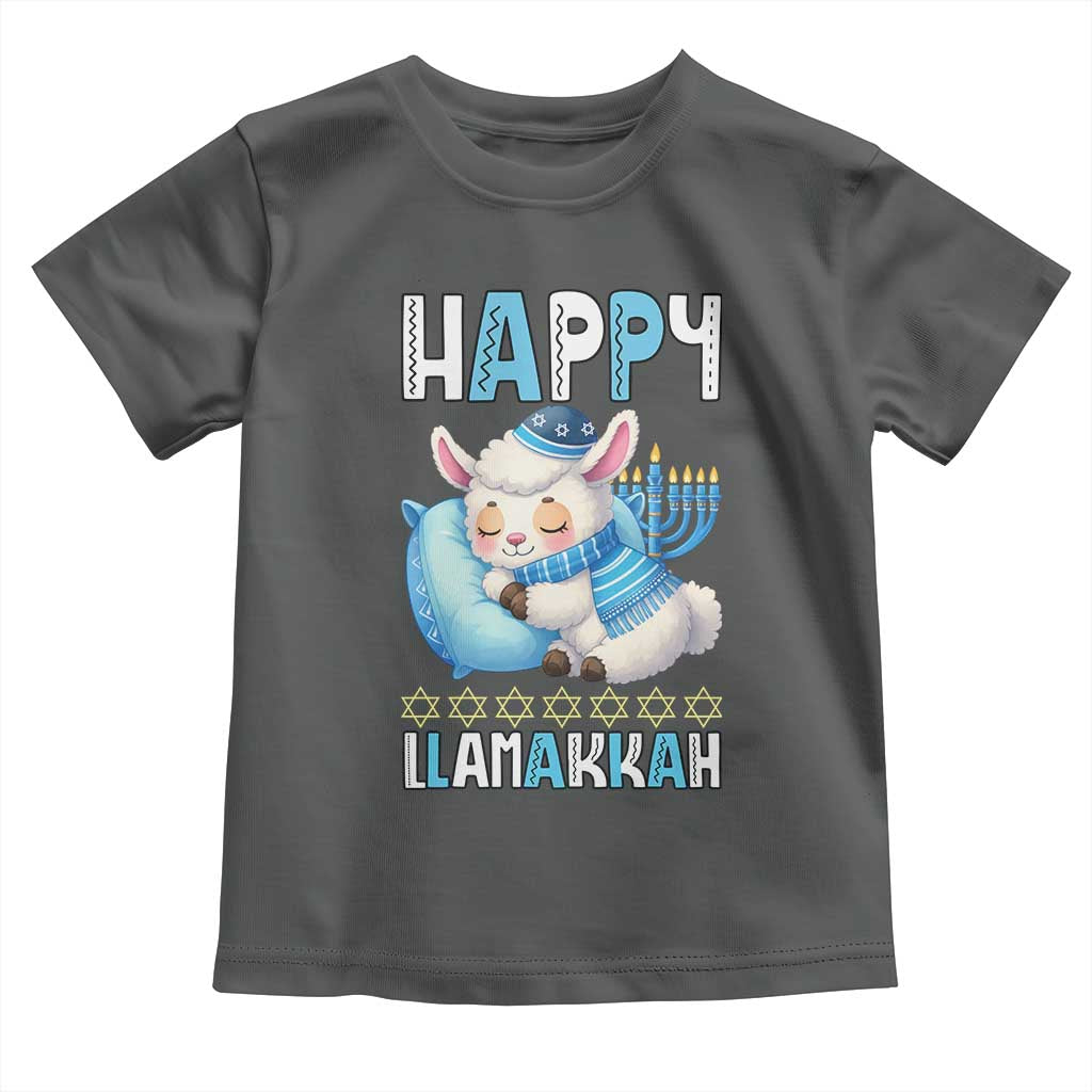 Funny Happy Llamakkah Toddler T Shirt Cute Llama Jewish Holiday Gift TS12 Dark Heather Print Your Wear
