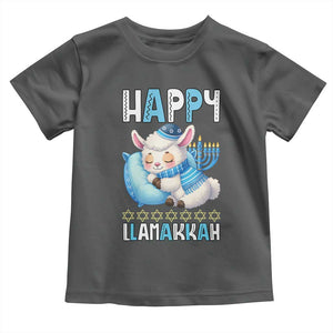 Funny Happy Llamakkah Toddler T Shirt Cute Llama Jewish Holiday Gift TS12 Dark Heather Print Your Wear