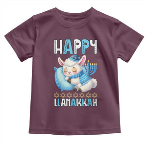 Funny Happy Llamakkah Toddler T Shirt Cute Llama Jewish Holiday Gift TS12 Maroon Print Your Wear