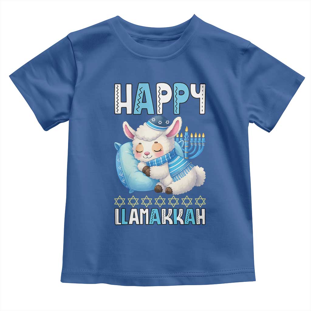 Funny Happy Llamakkah Toddler T Shirt Cute Llama Jewish Holiday Gift TS12 Royal Blue Print Your Wear