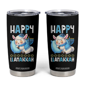 Funny Happy Llamakkah Tumbler Cup Cute Llama Jewish Holiday Gift TS12 Black Print Your Wear